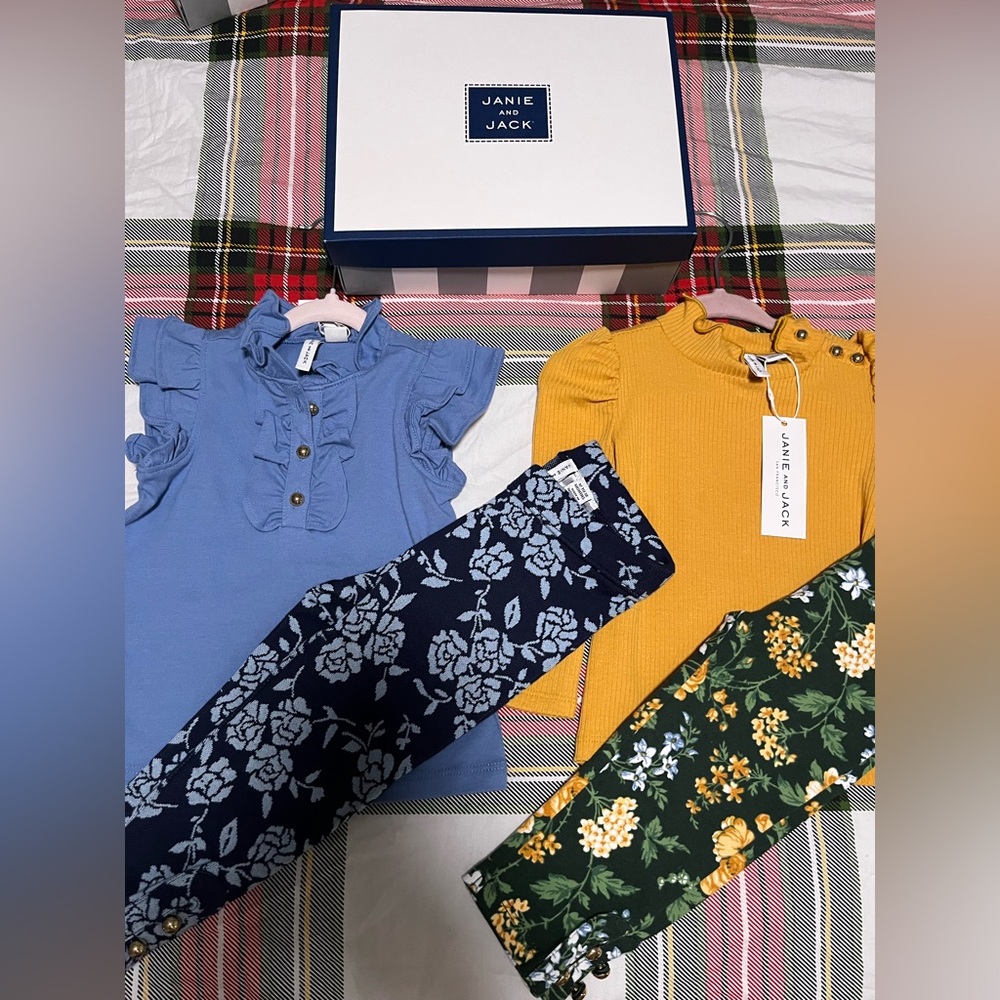 Janie and Jack Ruffle Tops with Floral Leggings